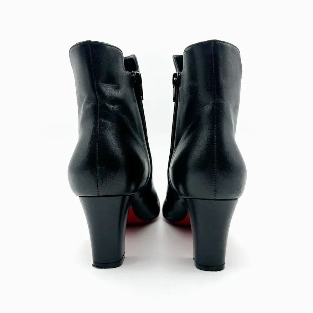 CHRISTIAN LOUBOUTIN Tiagada Black Leather Ankle Boots Size 39.5 US 9